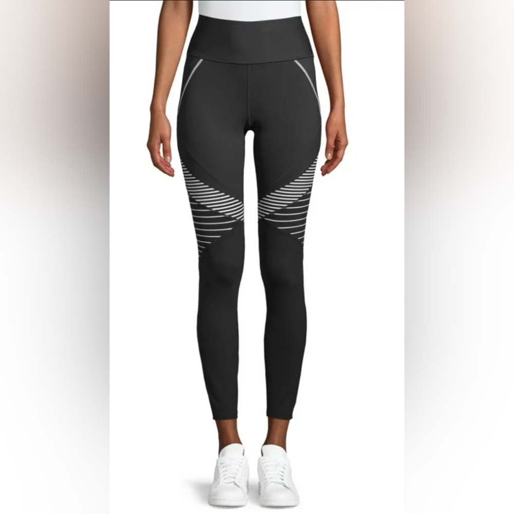Avia Black High-Waist Leggings with Stripe Accents
